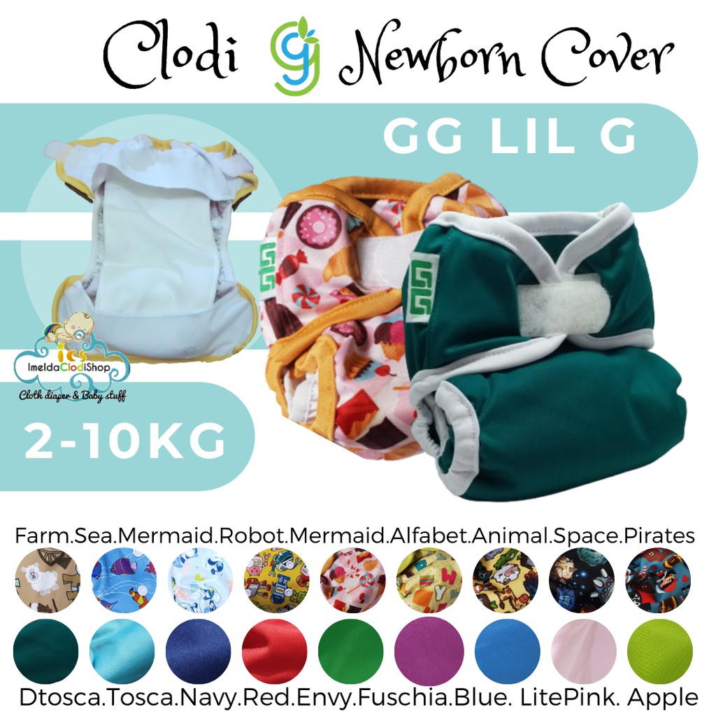 Clodi newborn gg lil g 3-9kg motif polos dpt 1 insert popok kain diaper cuci ulang clody SNI
