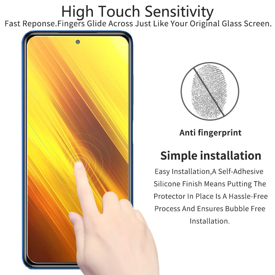 2-in-1 Glass for Poco X3 Front Screen &amp; Camera Lens Tempered Glass Screen Protectors for Xiaomi Poco X3 NFC Screen Protector