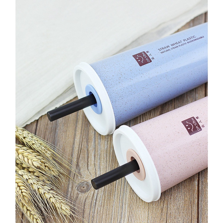 FASHION FAIR - D6093 Botol Minum Wheat H5461 / Botol Minum Sedotan Korea / Tumbler Cup Wheat Straw Eco Friendly / 2 Tutup Free Sedotan