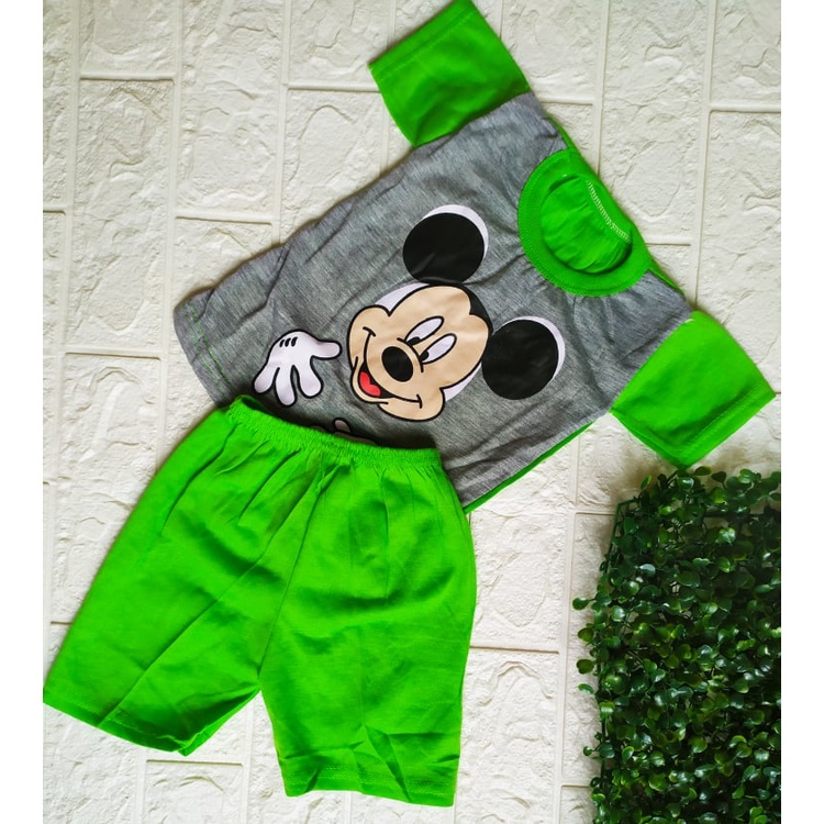 Setelan Baby PDK /0-12Bulan /Murah Berkualitas /Real Picture / Mickey Mouse Cowok