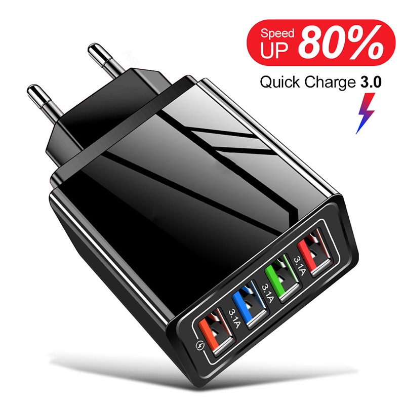 Adapter Charger Dinding 5 Port USB 60w Plug US / EU Untuk iPhone / Android