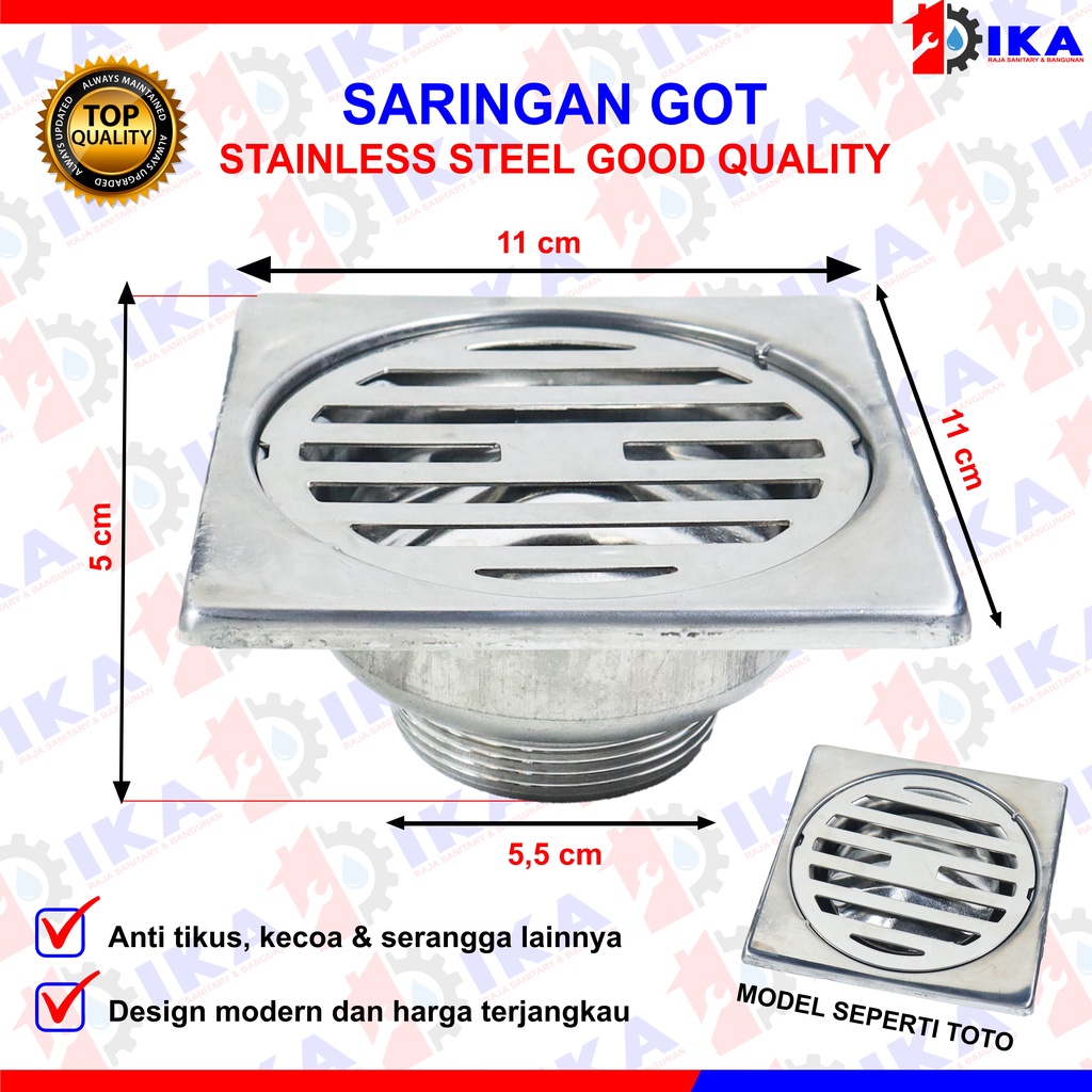 Saringan Got Hitam TEBAL 4,5 INCH STAINLESS STEEL ASLI - Kamar Mandi Toilet Plastic Floor Drain Black Air WC ORI