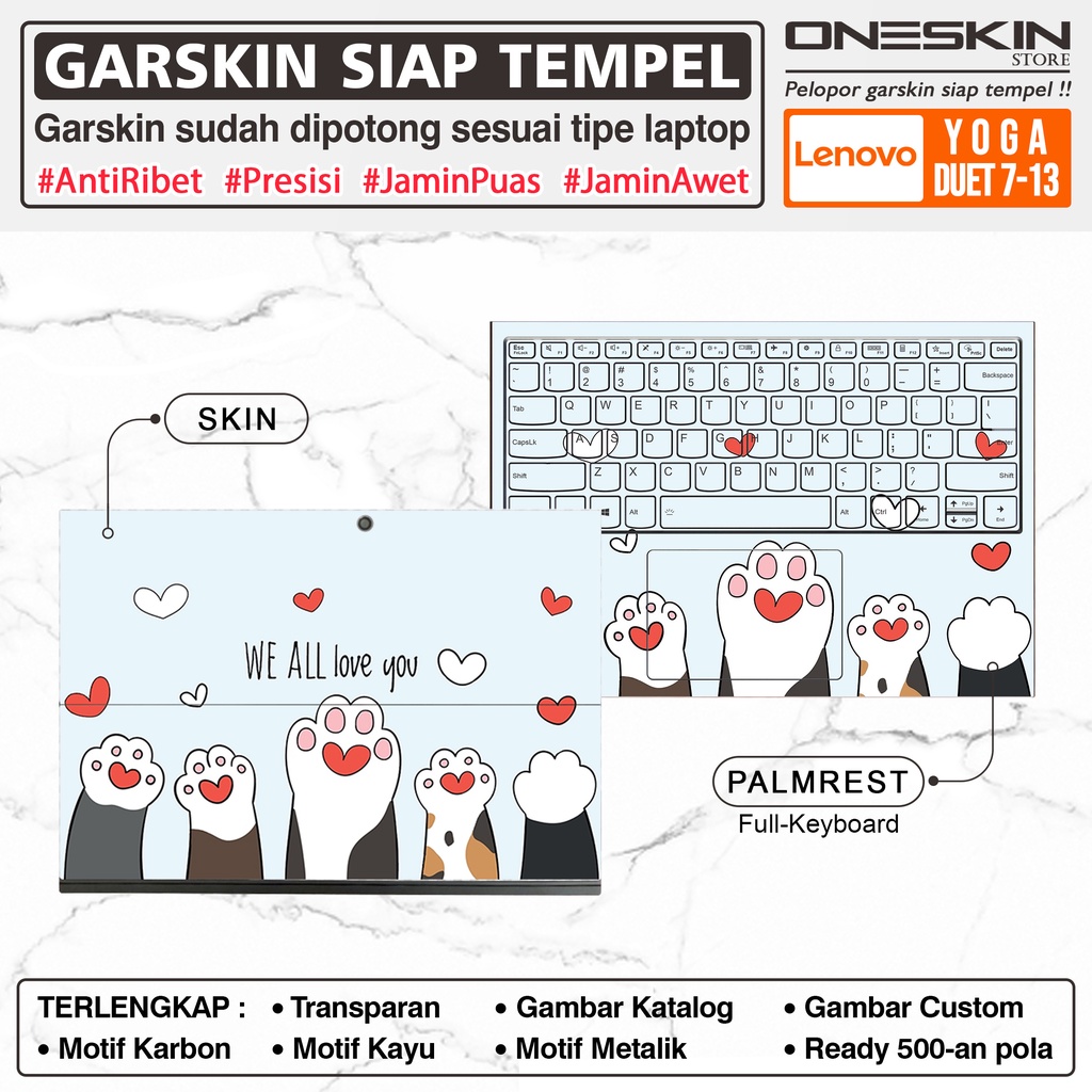 Garskin Sticker Laptop Pelindung Screen Keyboard Protector Lenovo Yoga Duet 7 7i-13 13IML05 13ITL6 Slim 9 9i-14 14ITL5 Full Body Silikon Bening Glossy