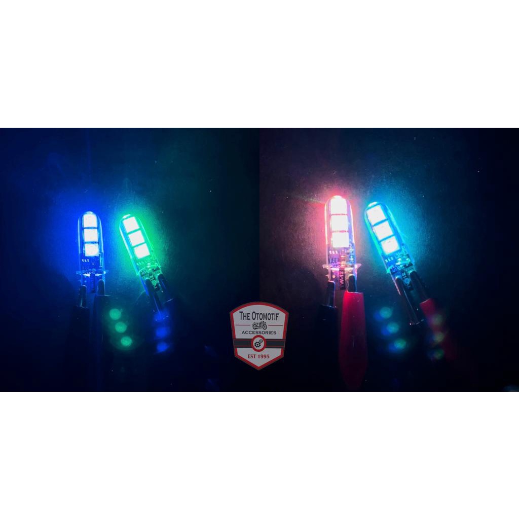 Lampu Sein Jelly Kedip 7 Warna RGB Socket T10 Nyala Rainbow Universal Semua Motor / Lampu sen Motor T10 12 volt