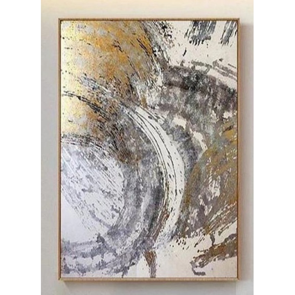 Lukisan Dinding Abstrak Gold Art Hiasan Dinding Aesthetic