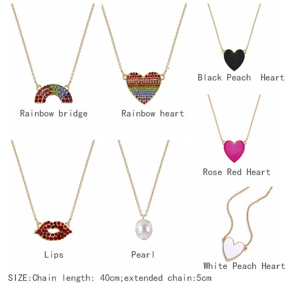 R-flower Pendant Rainbow Heart Lips Aksesoris