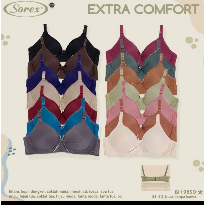 BH pori Bra Sorex 9850 tanpa kawat Extra comfort