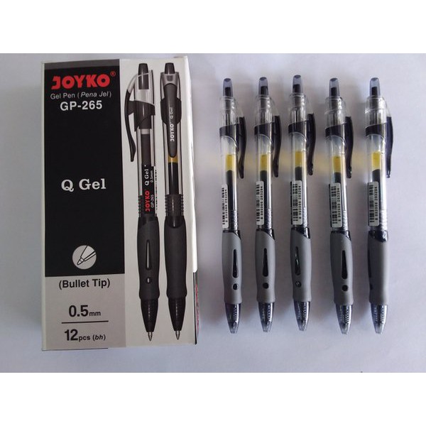 Penting!! Gel Pen Pulpen Pena Joyko GP-265 Warna Hitam Q Gel 0.5 mm - 1 PCS