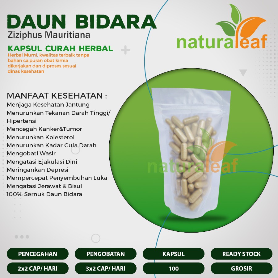 DAUN BIDARA 100 Kapsul Curah Herbal Ambeien Ejakulasi D1ni Depresi DNA