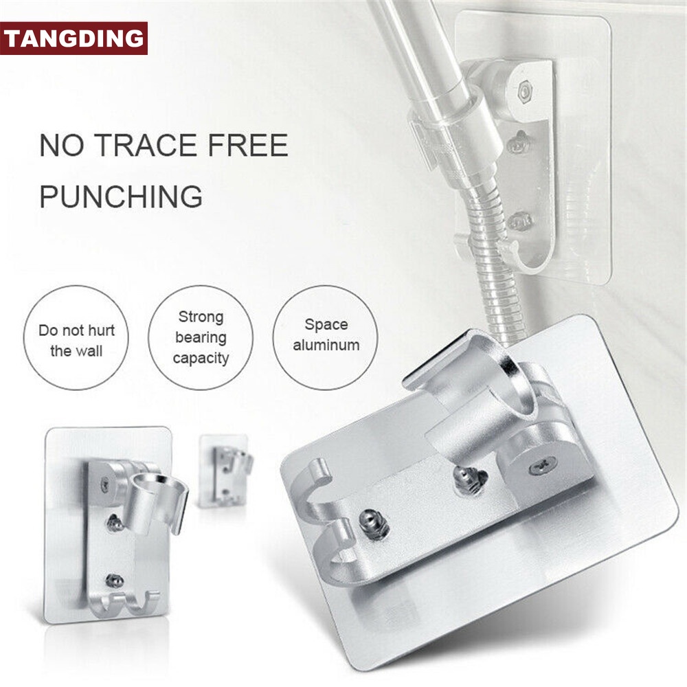 【COD Tangding】Universal Aluminum Shower Bracket Head Holder Chrome Bathroom Wall Mount Adjustable Bracket Stand