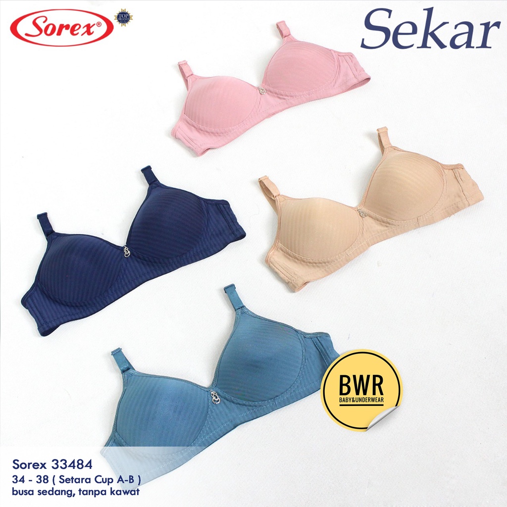 Pilih Warna BH Sorex 33484 Sekar / Bra Wanita Dewasa Fashion Tanpa Kawat Busa Sedang Kait 2 | Bwr