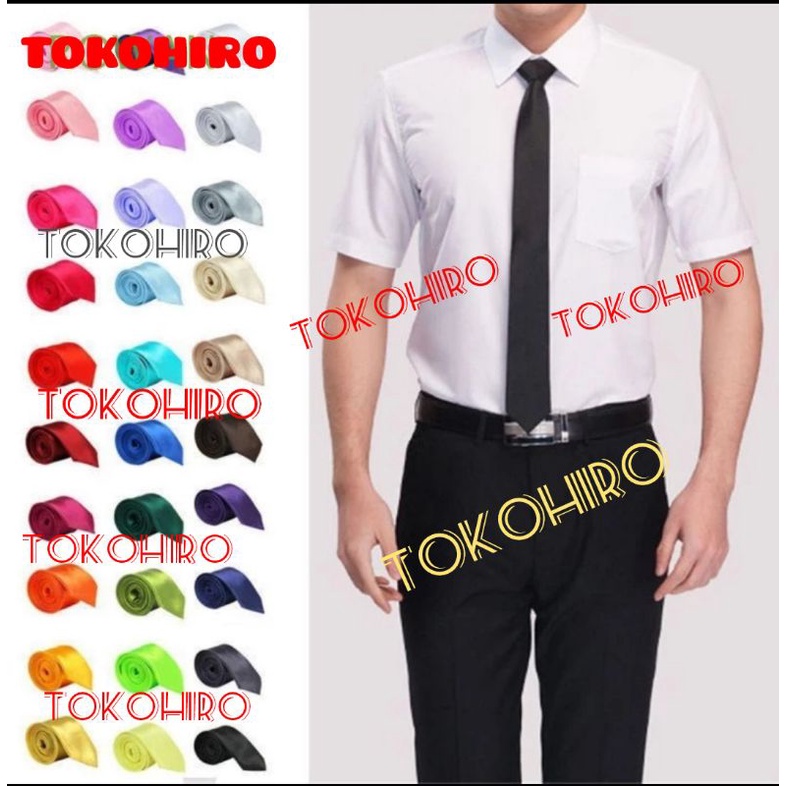 Dasi slim polos 2inch 5cm hijau tua green lime biru tosca hijau mint biru laut dongker cerah navy tu