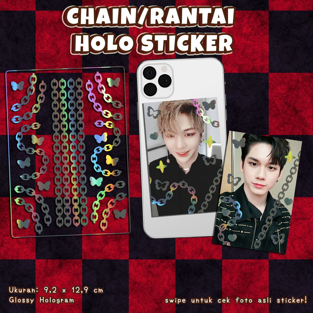 Stiker Dekorasi Deco Photocard / Journal / Polcos Hologram Chain / Rantai (Waterproof) by @peachkiss.xo