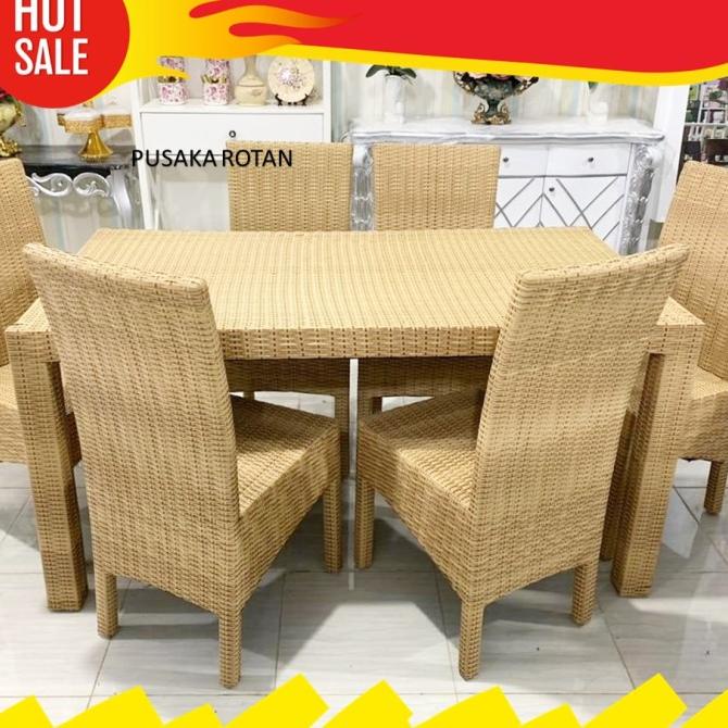 Meja Makan Kursi 6 Furniture Rotan Sintetis Kirim Hanya P.Jawa Cellycollection