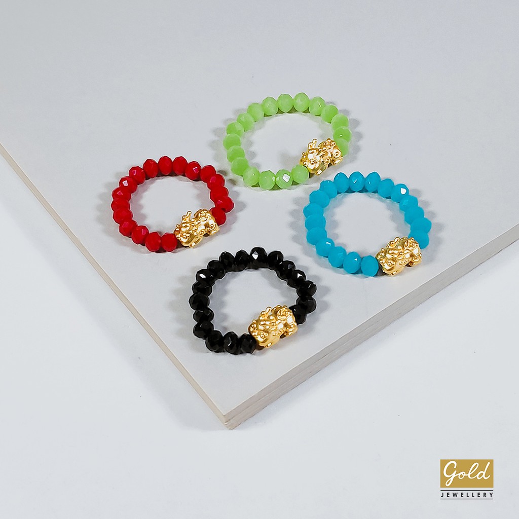 Cincin tali emas hongkong 24k 999 pixiu jilin naga mini kcl manik