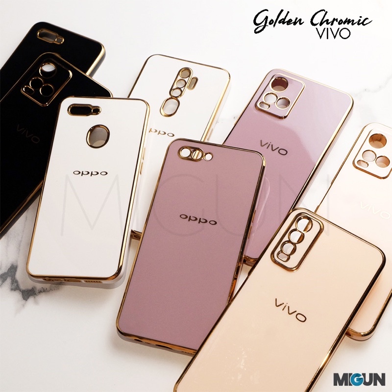 VIVO 6D Golden Chric Case for VIVO Y11 Y12 Y12i Y15 Y17 Y20 Y12S Y20i Y20S Y30 Y50 Y91 Y93 Y95 Y91C Y21/Y21S