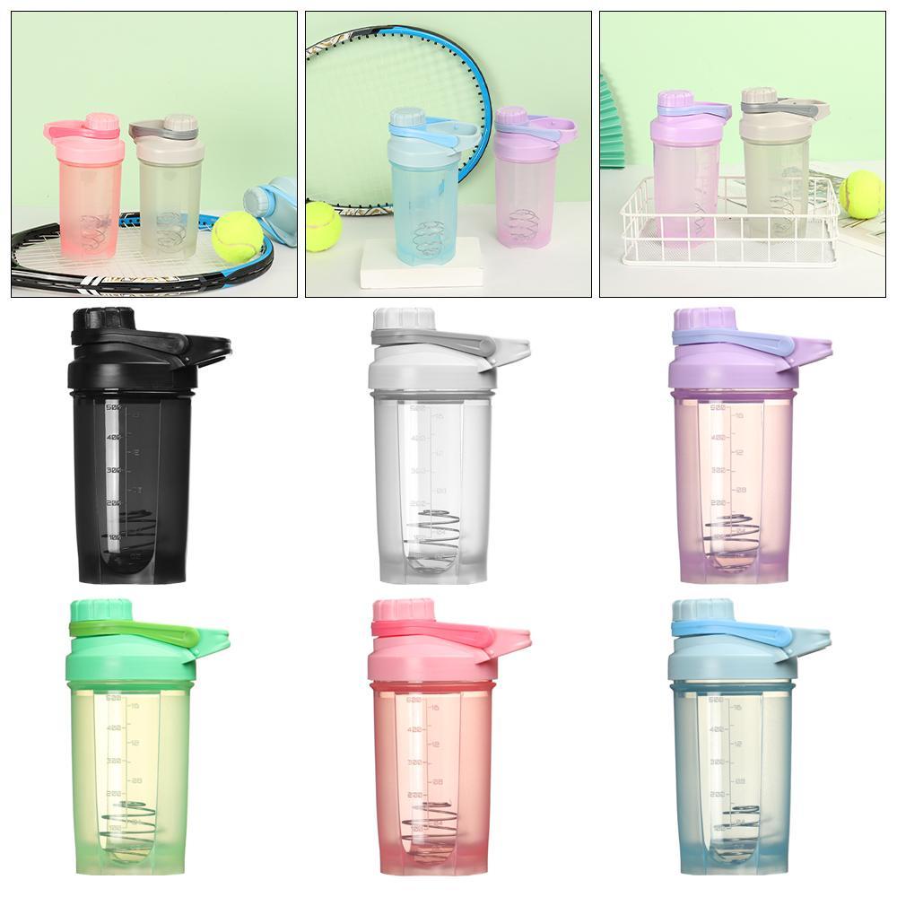 Top 500ml Nutrition Shaker Bottle Pria Wanita Plastik Dengan Kawat Whisk Ball Botol Minum