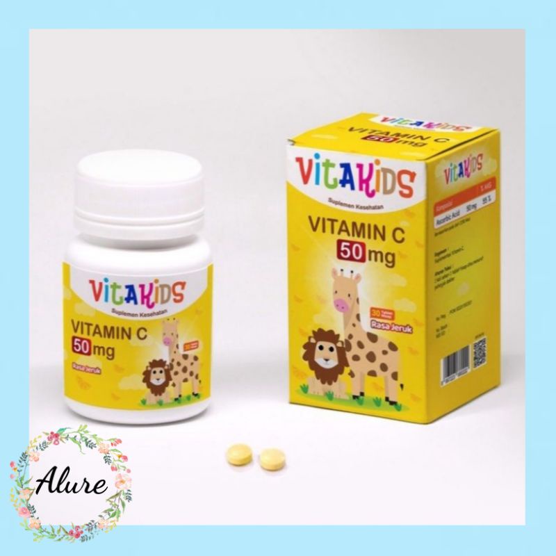 Vitakids Vitamin C 50mg 30 Tablet - Suplemen Kesehatan yang dapat membantu menjaga daya tahan tubuh 