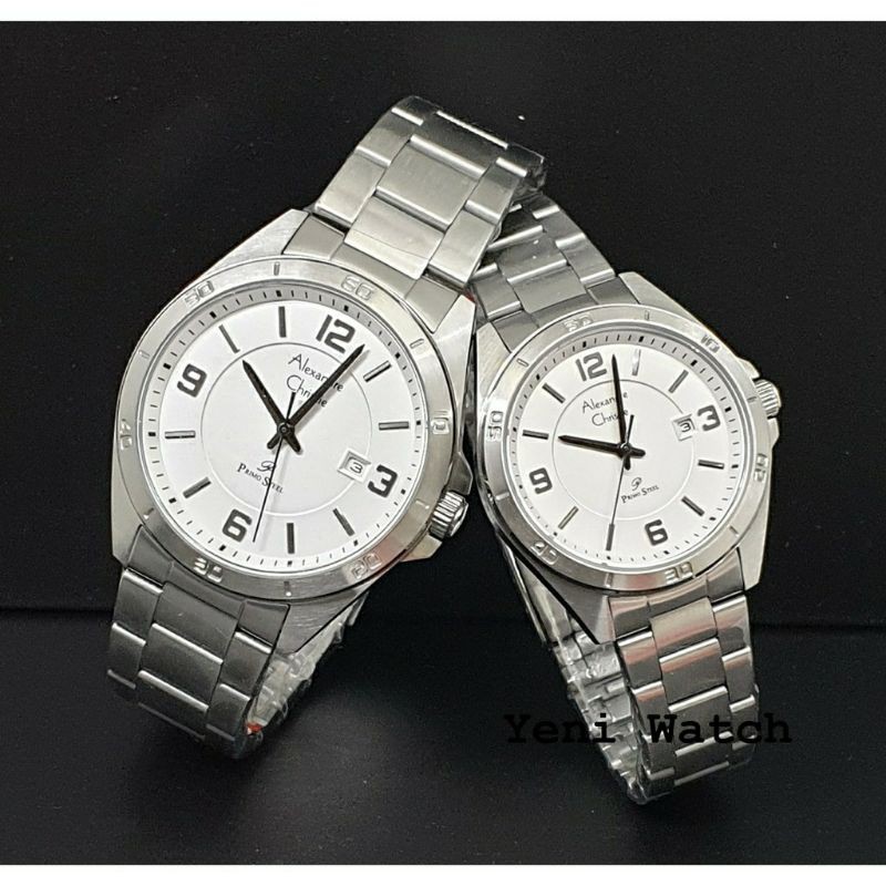 Alexandre Christie Couple 1016 Silver Jam Tangan Original