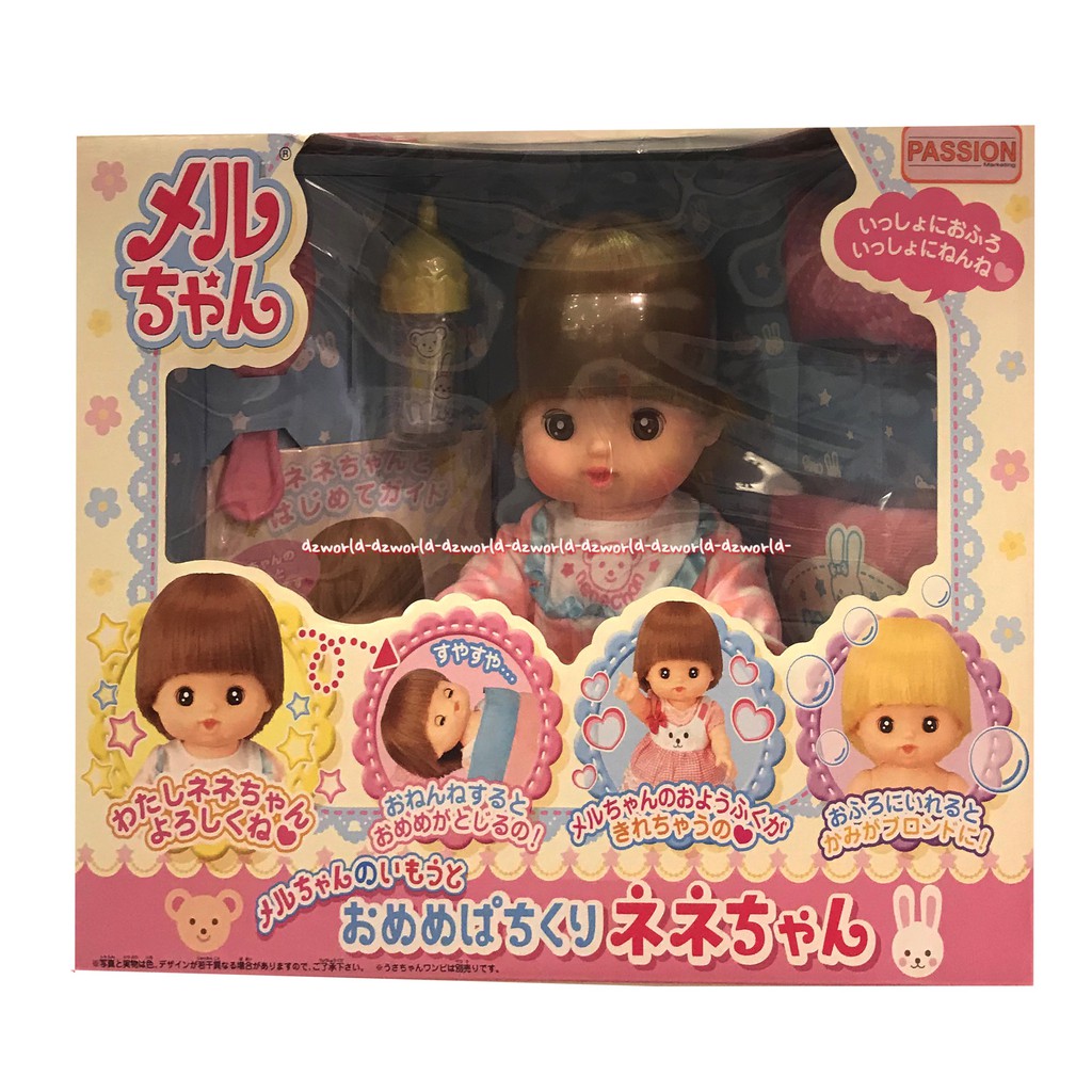 Mell Chan Pijamas Set Milk Bottle Mainan Boneka Jepang Rambut Pendek Melcan
