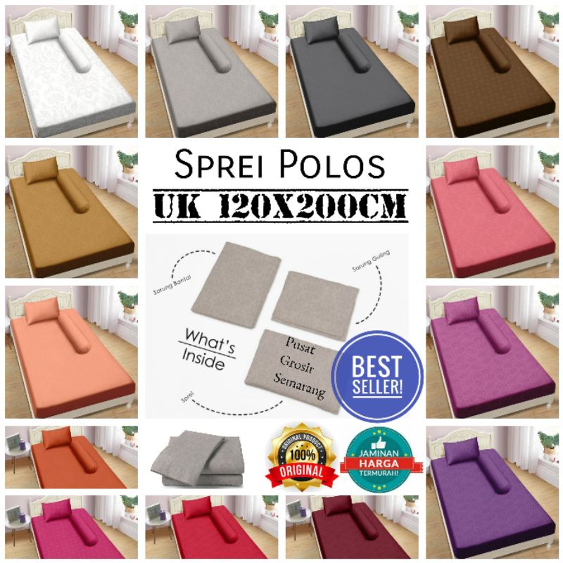 Sprei lady rose ALOHA POLOS Single Size uk 120 120x200 cm Sprei Polos Hotel Putih Abu2 Grey Brown Blue Maroon Purple