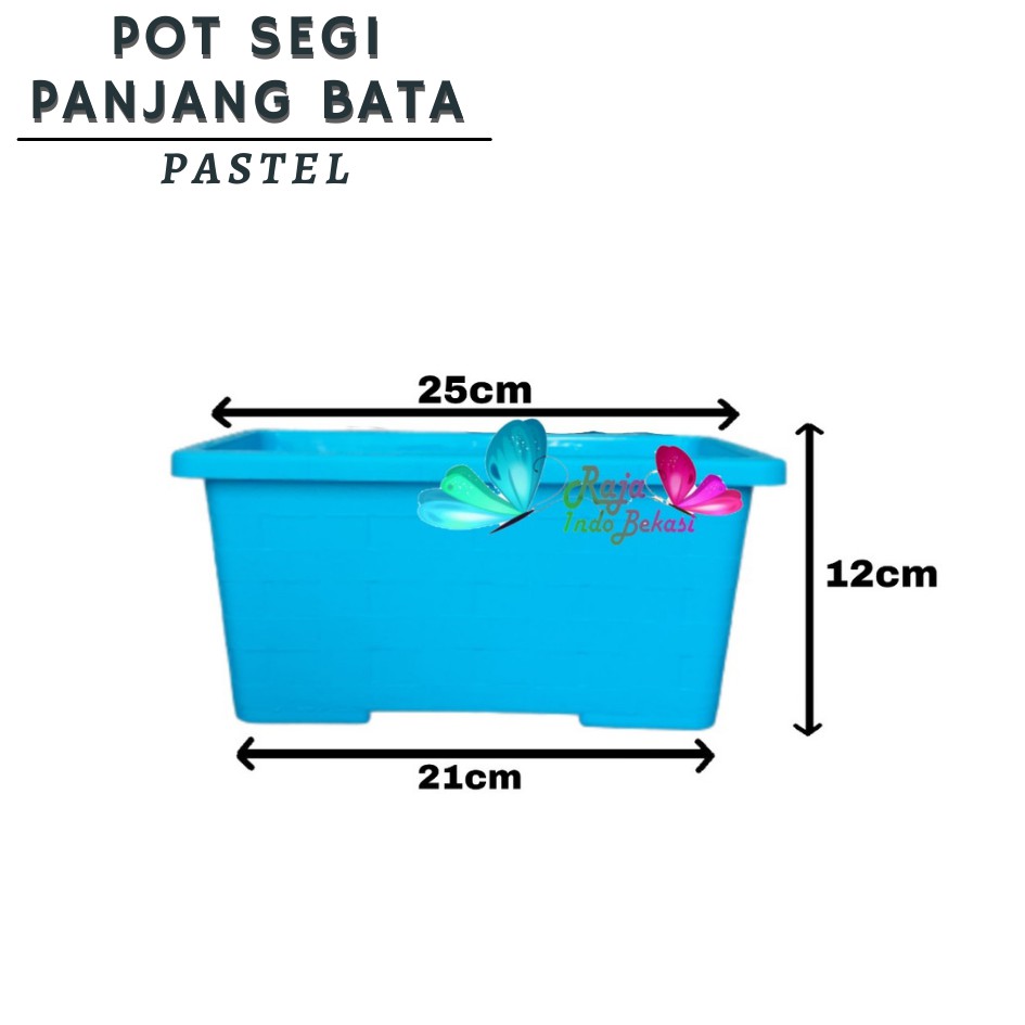 Pot Segi Panjang Bata 25 Cm Pastel Pink Hijau Biru Pot Bunga Panjang Roemah Pot Murah Kotak Bagus