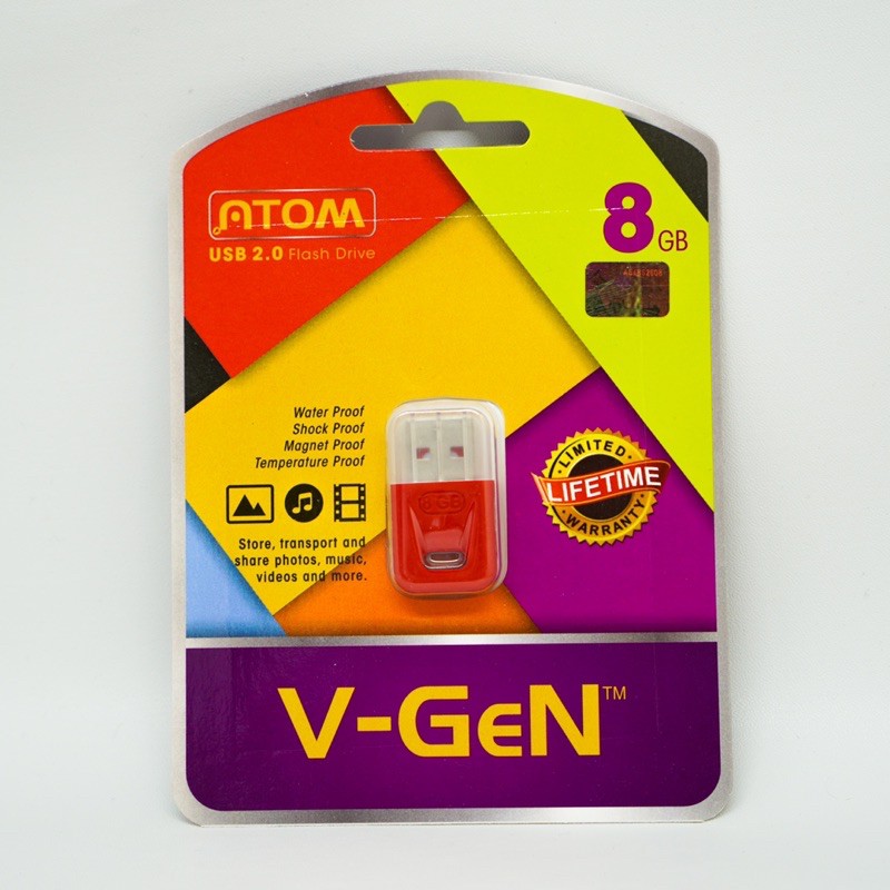 USB 8GB 2.0 V-GeN ATOM Flash Disk Vgen Flash Drive Original 8 GB