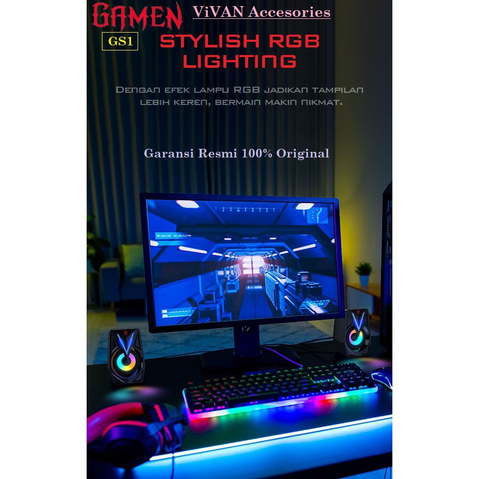 Speaker GAMEN GS1 Laptop/PC/Gaming Soundbar Super Bass Portable RGB