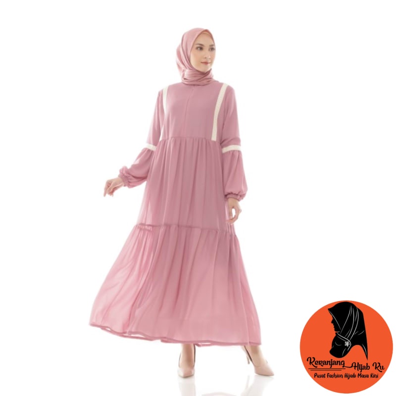 Cuci Gudang Dress Muslim Wanita | Gamis Nadira Pink | S M L XL | Keranjang HIjab Ku