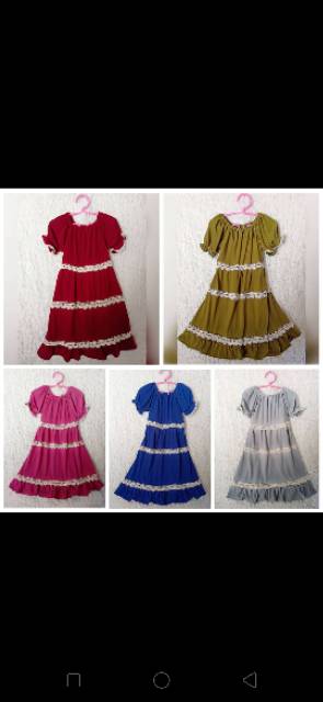 Gamis dress anak perempuan bahan kaos super mix renda