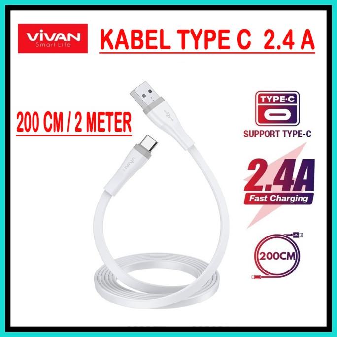 Kabel Type C 200cm Vivan 2A Fast Charging USB Type C 2m sc200s