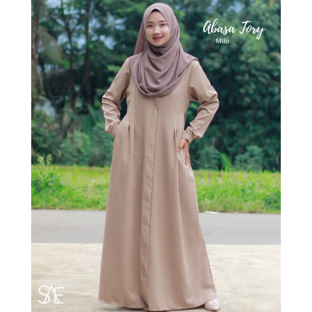 Gamis Abasa Tory | bahan tory burch | busui friendly | 1 kg muat 3 baju