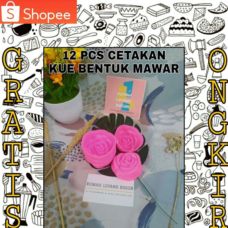 CETAKAN BOLU KUKUS BENTUK MAWAR 12 PCS