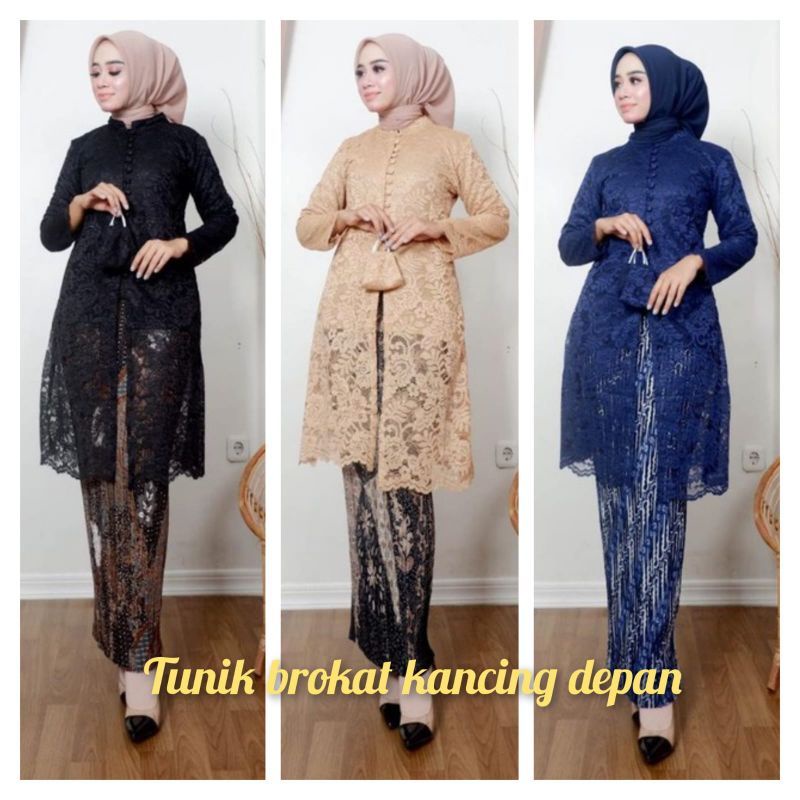 kebaya brokat kancing 1000/tunik brokat tradisional/tunik brokat/kebaya brokat tunik