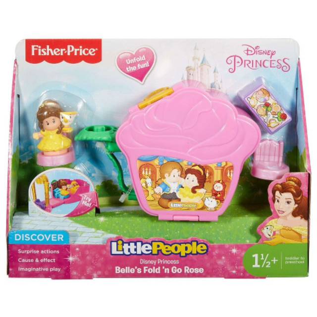 Mainan Anak / Fisher Price Little People Belle / Princess Belle / Belle's Fold n Go Rose