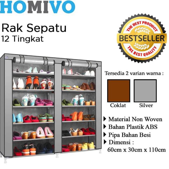 Rak Sepatu Cover Double 12 Susun Shoe Rack With Dust Cover Xg12a Coklat Shopee Indonesia