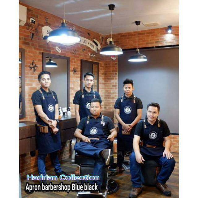 Celemek Barbershop - Celemek Cukur &amp; Bordir Logo Pria Dewasa