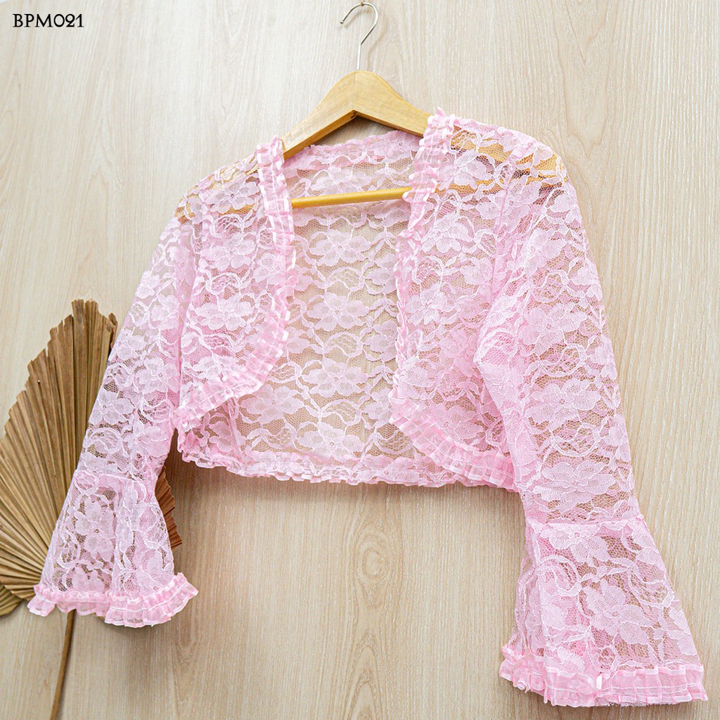 [READY STOCK] BOLERO LACE BROKAT CARDIGAN PENGANTIN PESTA PINK WANITA BPM021