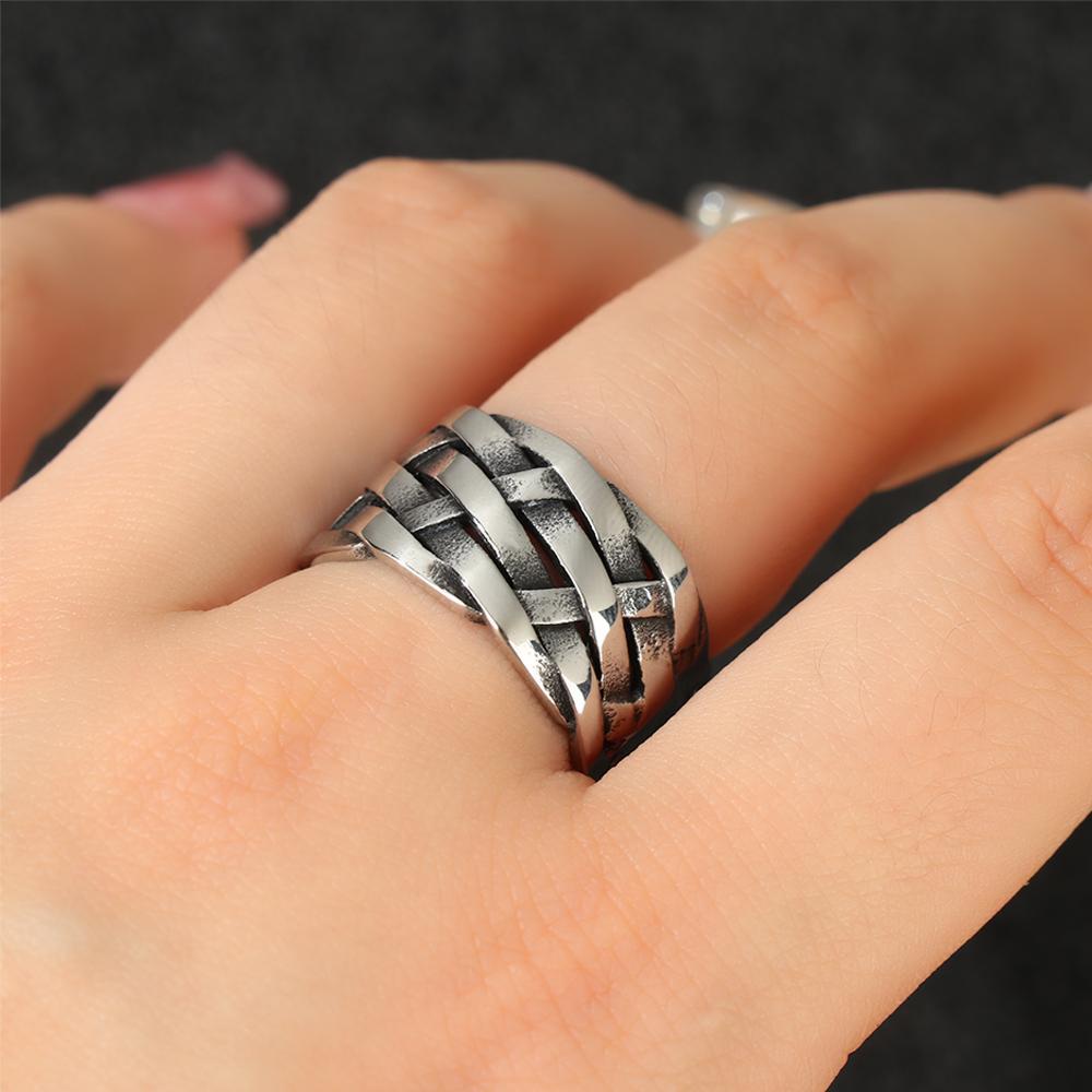 Solighter Viking Simbol Cincin Aksesoris Fashion Jari Perhiasan Totem Rock Punk Gothic Menenun