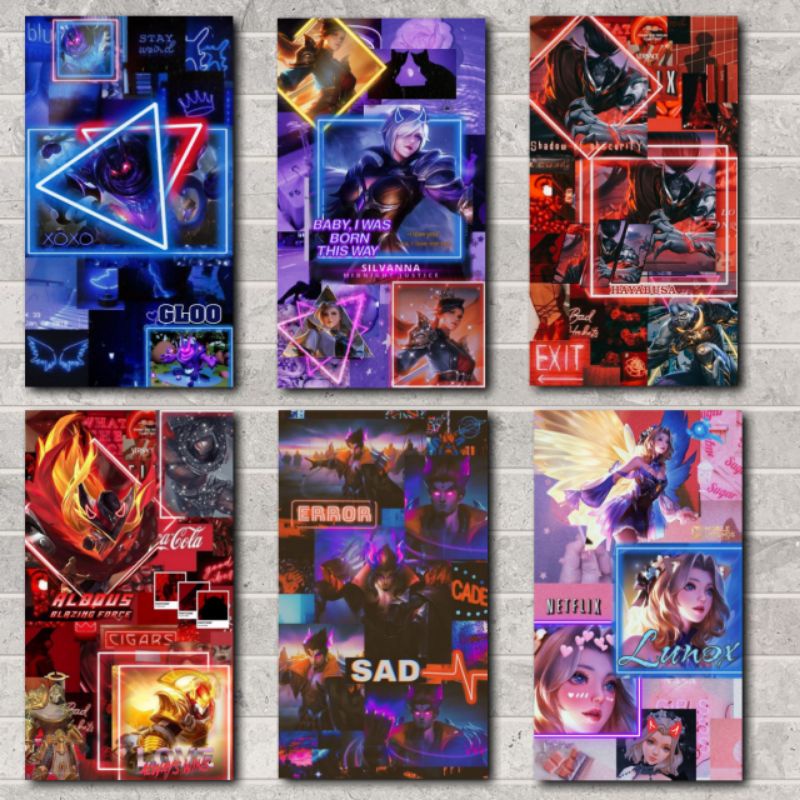 POSTER FRAME KAYU HERO MOBILE LEGEND CARACTER AESTHETIC HIASAN DINDING KAMAR MURAH