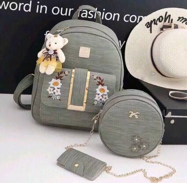 ♡COD♡ TAS RANSEL GOLDEN SET 3IN1 MODEL KOREA TERBARU 2020 TAS FASHION ANAK REMAJA