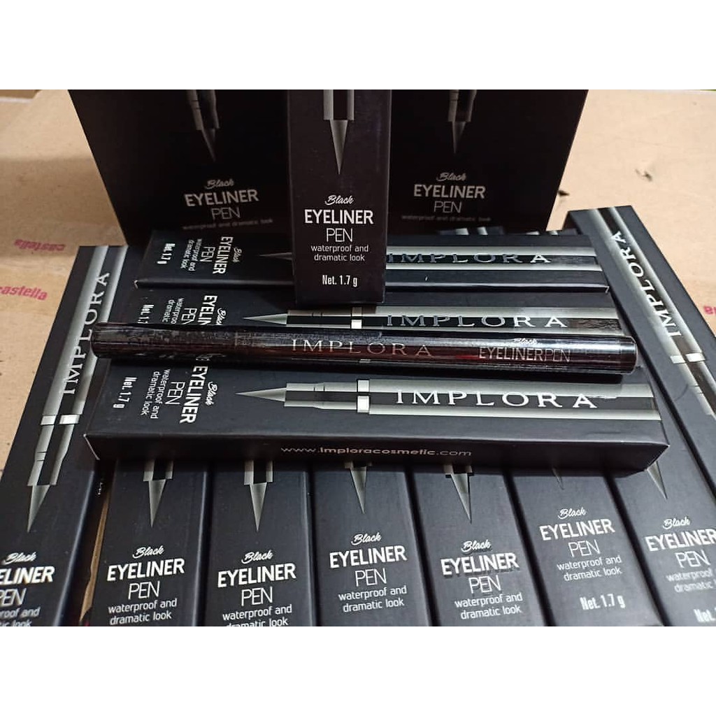 Eyeliner Pen Implora Original Black Waterproof Eye Liner Hitam model Pulpen Tahan Air