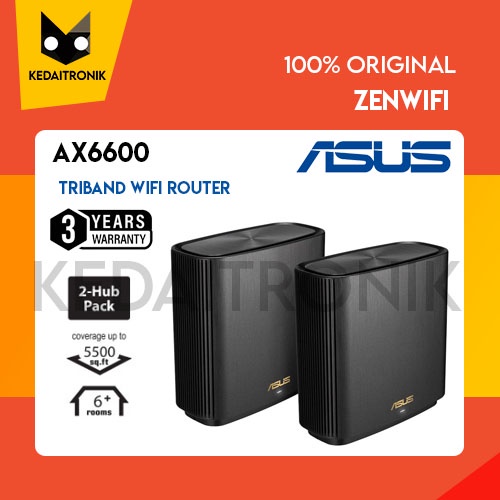 Asus Tri Band WiFi 6 XT8 Mesh Whole Home ZenWiFi AX6600 Easy Setup 2PK