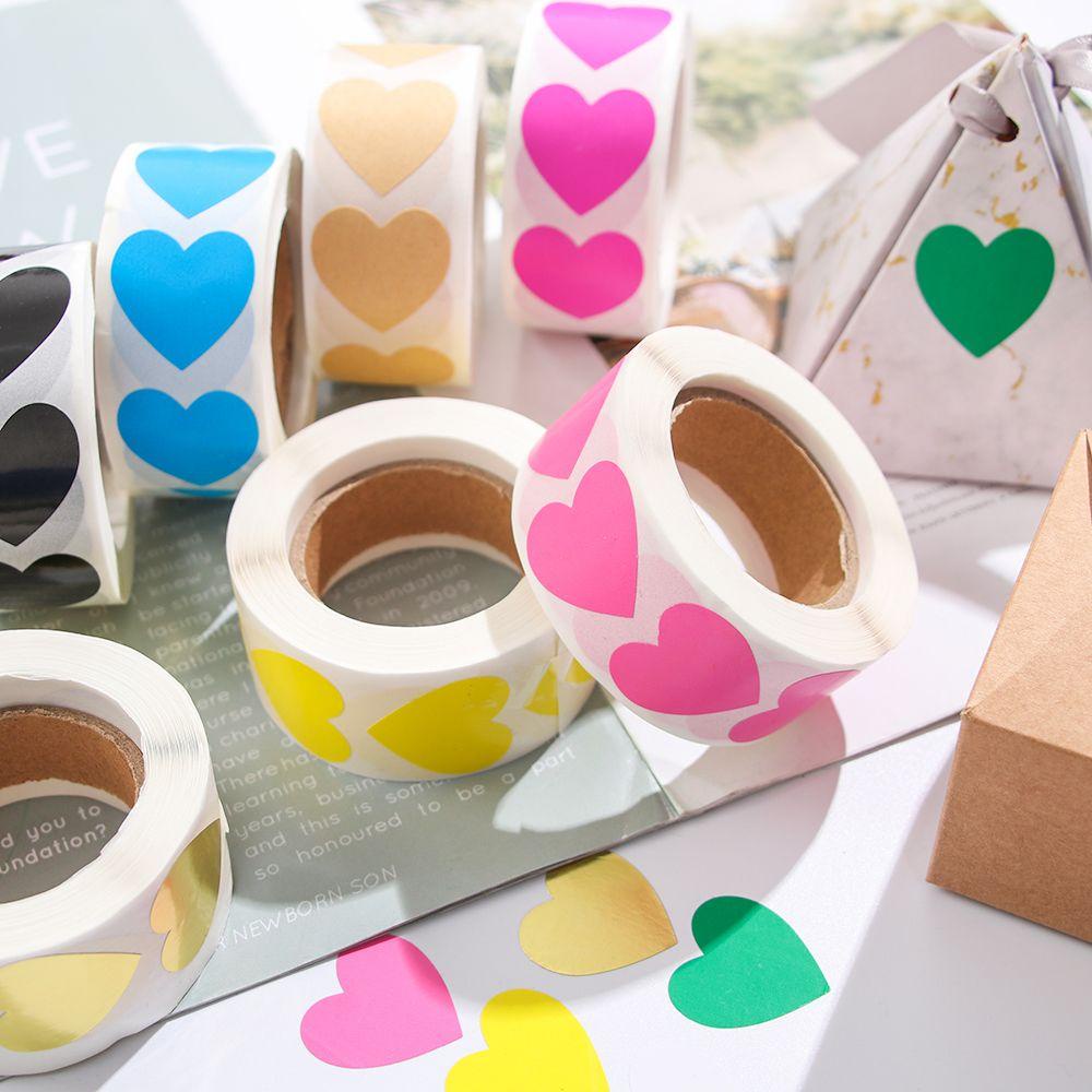 Preva 500pcs Love Heart Shaped Cute Gift Packaging Alat Tulis Stiker