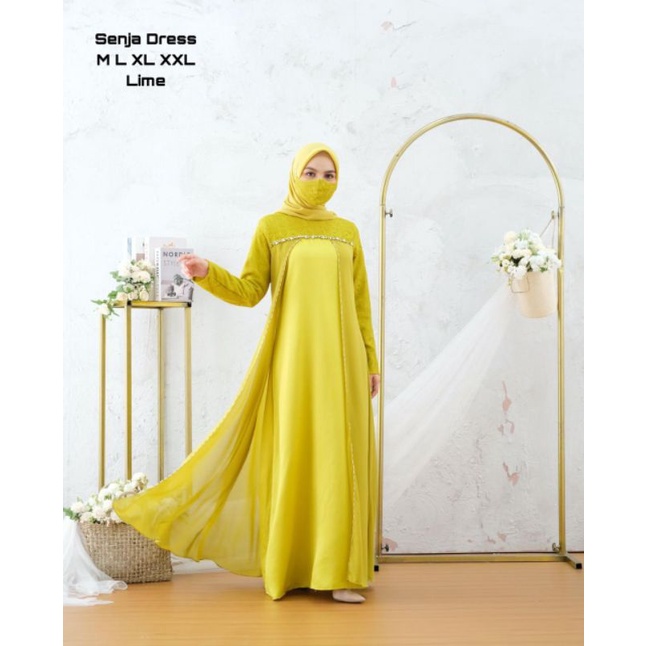 gamis senja dress / gamis pesta lilac / gamis viral / baju pesta mewah