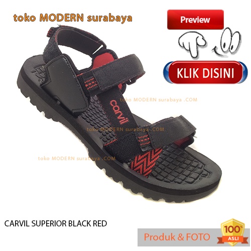 CARVIL SUPERIOR BLACK RED sandal anak sandal gunung slide spons