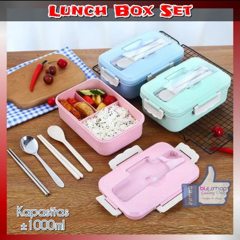 BLESSHOP Kotak Bekal Lunch Box Wadah Makan Siang Gelas Soup Cangkir Sup