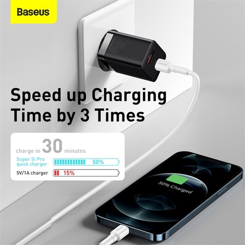 BASEUS Super Si Wall Charger Pro Quick Charger 2 port - C+U 30Watt - CCSUP-E