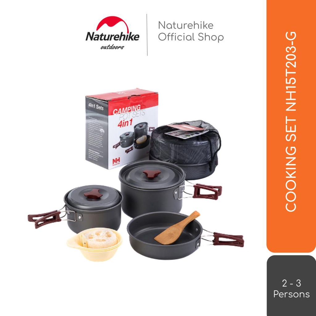 Naturehike Cooking Set Nh15T203-G Panci Wajan Pot Nesting Camping
