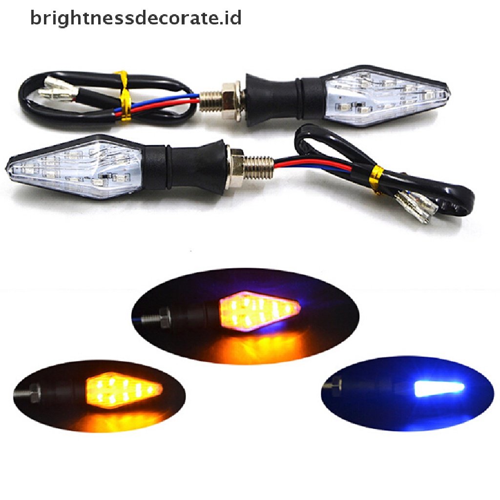 Lampu Indikator Sinyal Belok 12 Led Amber Biru Universal Untuk Sepeda Motor